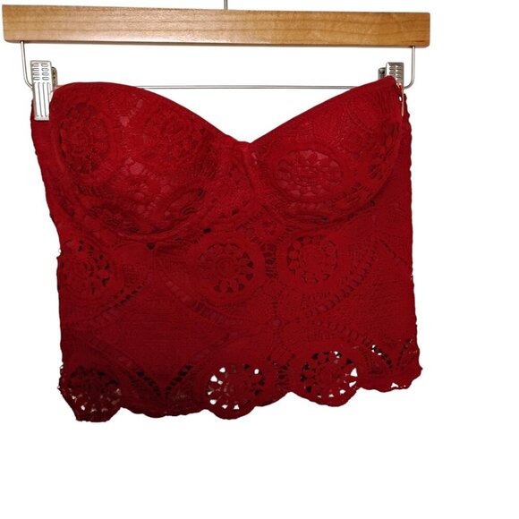 Windsor Burgundy Lace Bustier Top, L - Picture 2 of 6